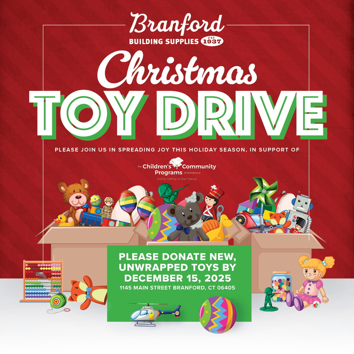 2025 Christmas Toy Drive, Donate New, unwrapped toys by December 15, 2025