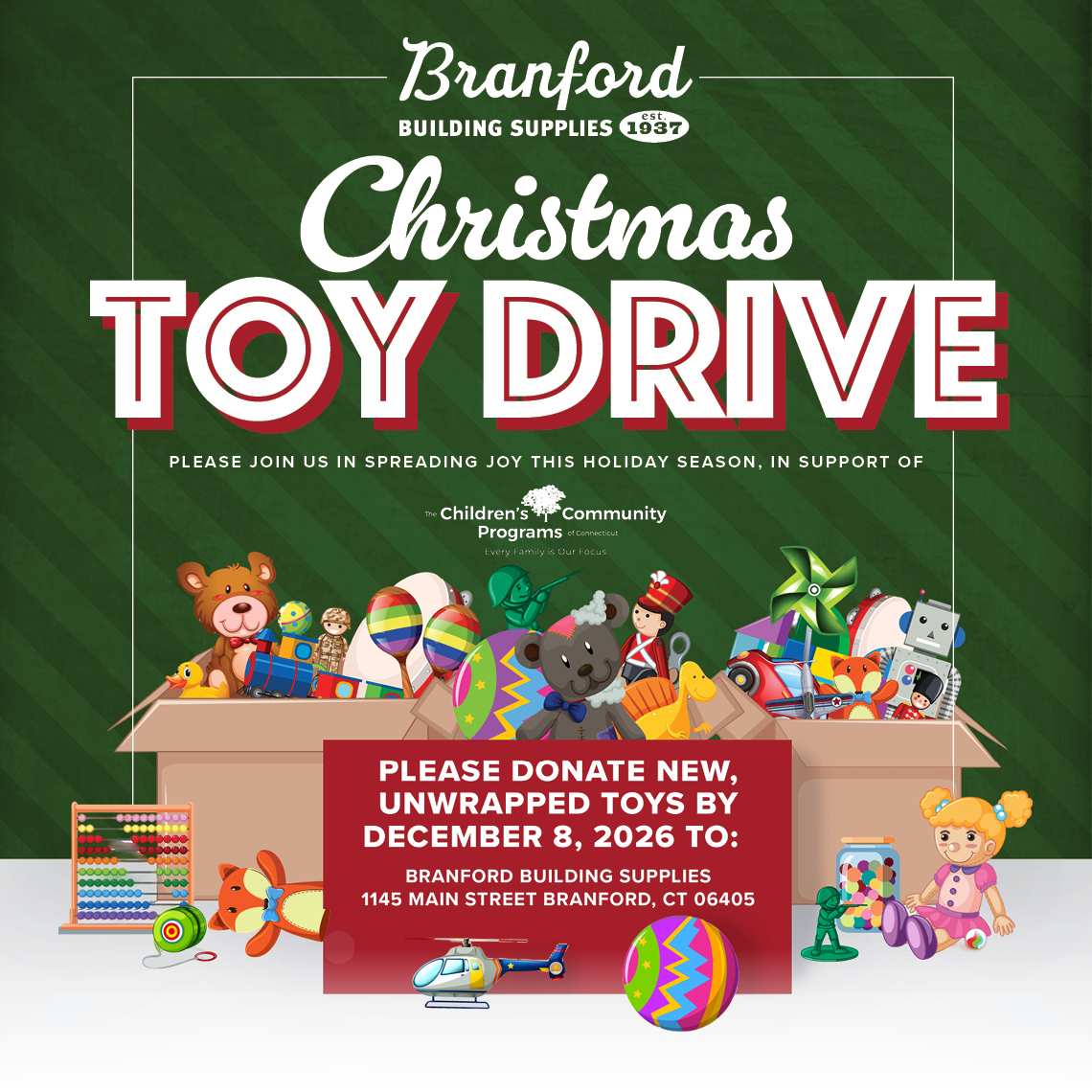 2026 Christmas Toy Drive, Donate New, unwrapped toys